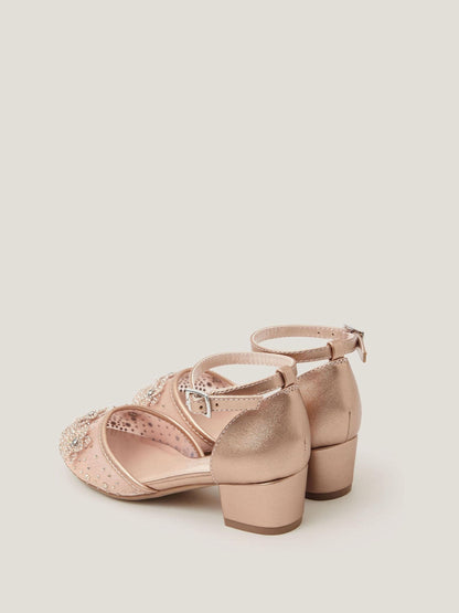 Monsoon Rose Gold Diamanté Floral Closed Toe Heels Shoes image 2