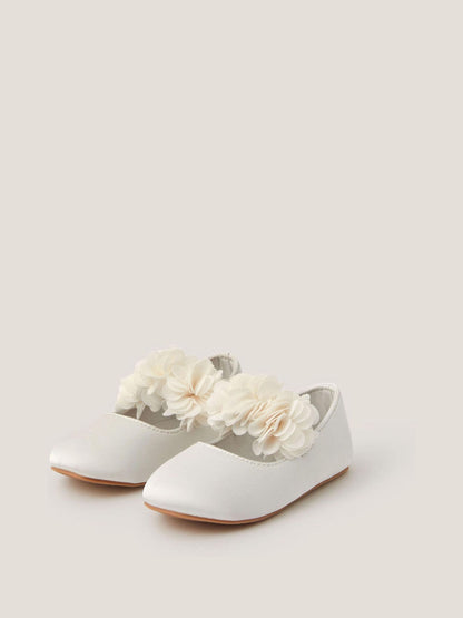 Monsoon Ivory Baby Flower Pom Pom Walker Shoes image 1