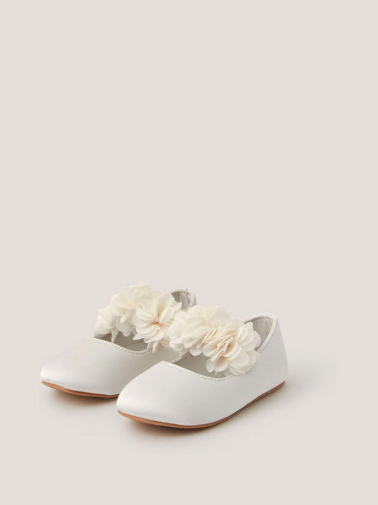 Monsoon Ivory Baby Flower Pom Pom Walker Shoes image 1