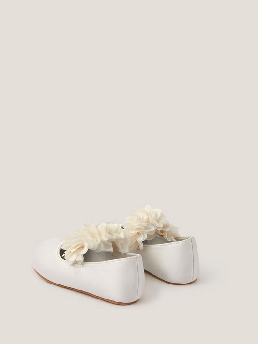Monsoon Ivory Baby Flower Pom Pom Walker Shoes image 2