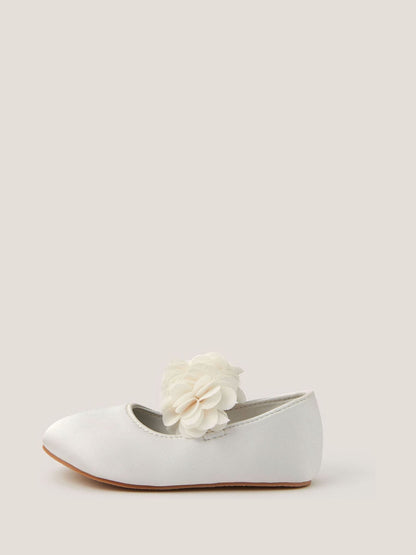 Monsoon Ivory Baby Flower Pom Pom Walker Shoes image 3