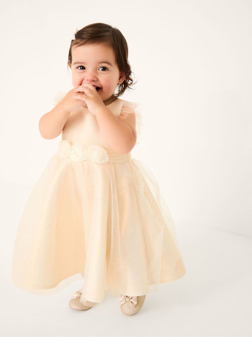 Monsoon Gold Baby Principesa Appliqué Rose Sparkle Dress image 1