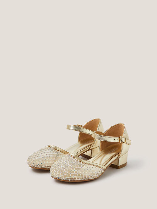 Monsoon Gold Diamanté Mesh Two Part Heels Shoes image 1
