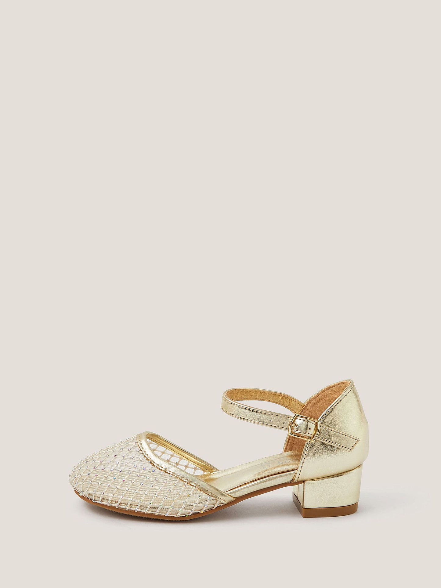 Monsoon Gold Diamanté Mesh Two Part Heels Shoes image 2