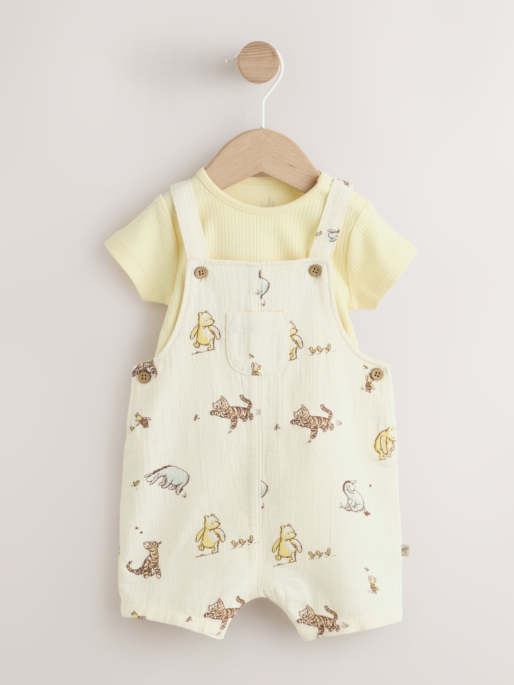 Neutral Winnie The Pooh Baby Dungaree and Bodysuit Set (0mths-2yrs) image 6
