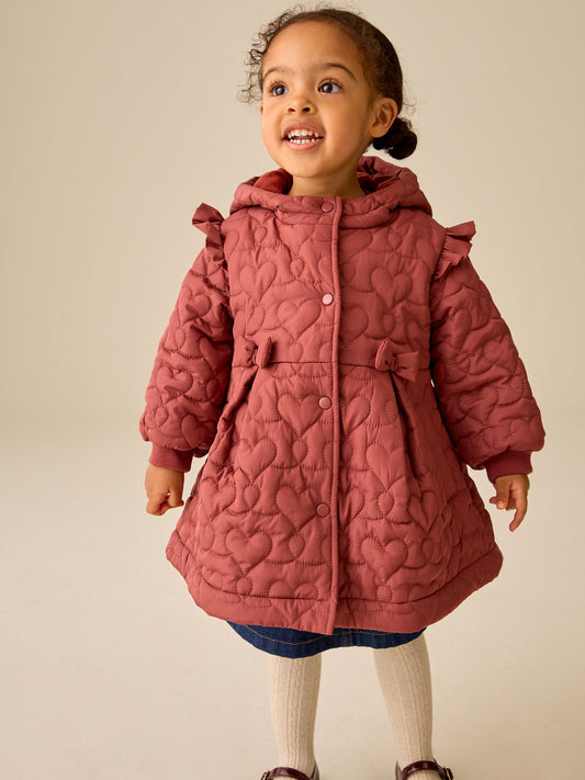 Dsiney Kidz - Dark Pink Shower Resistant Skirted Quilted Coat (3mths-7yrs) image 1