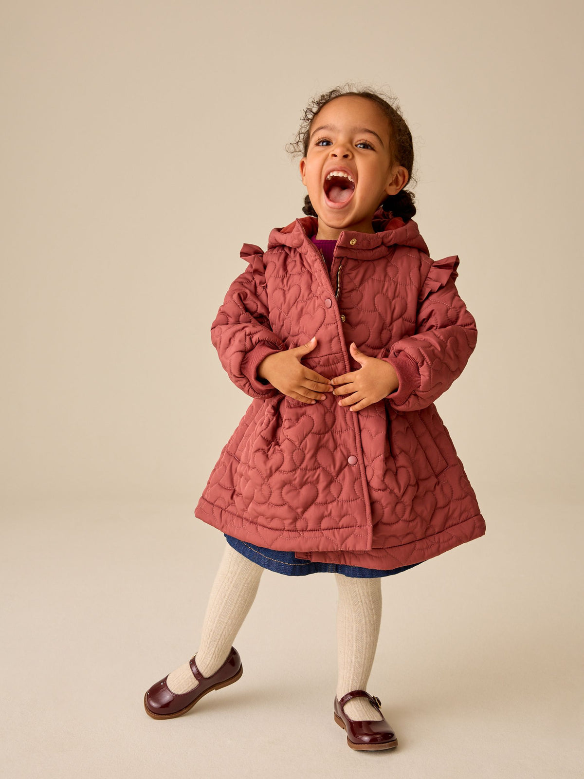 Dsiney Kidz - Dark Pink Shower Resistant Skirted Quilted Coat (3mths-7yrs) image 2