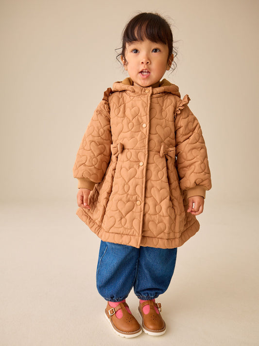 Dsiney Kidz - Caramel Brown Shower Resistant Skirted Quilted Coat (3mths-7yrs) image 2