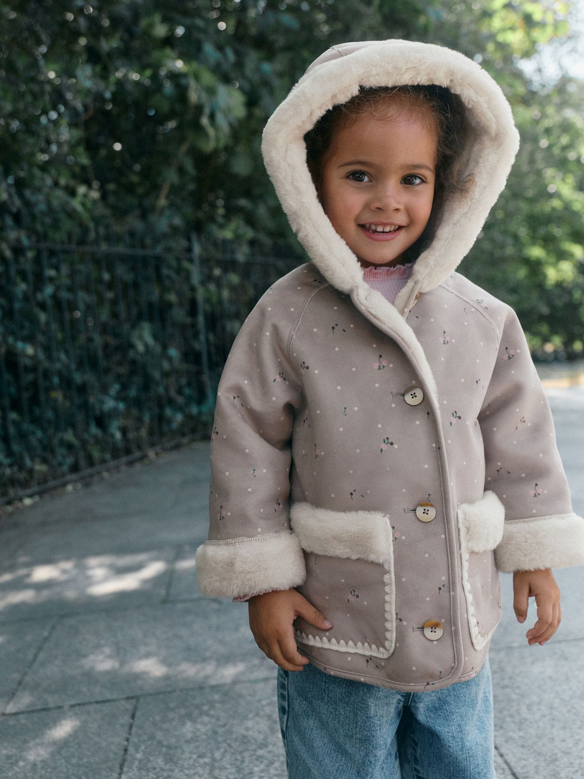 Dsiney Kidz - Neutral Faux Shearling Coat (12mths-7yrs) image 3