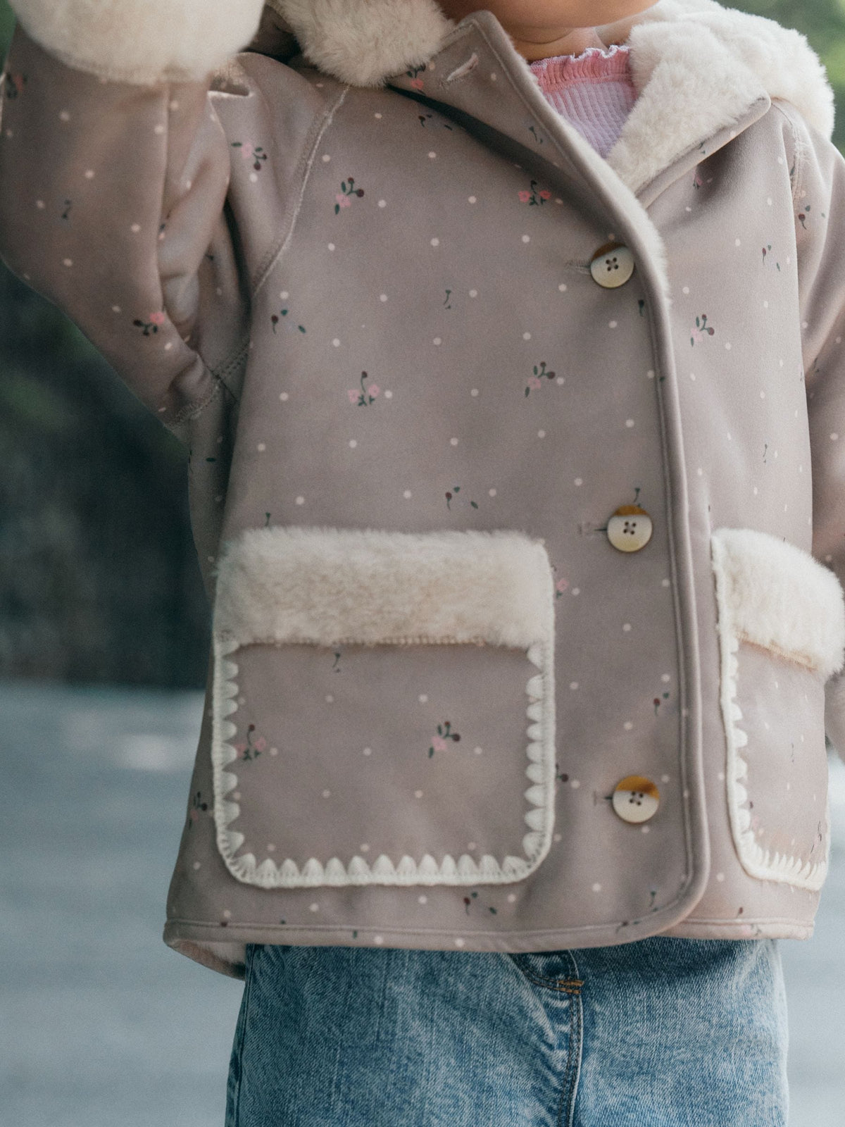Dsiney Kidz - Neutral Faux Shearling Coat (12mths-7yrs) image 5