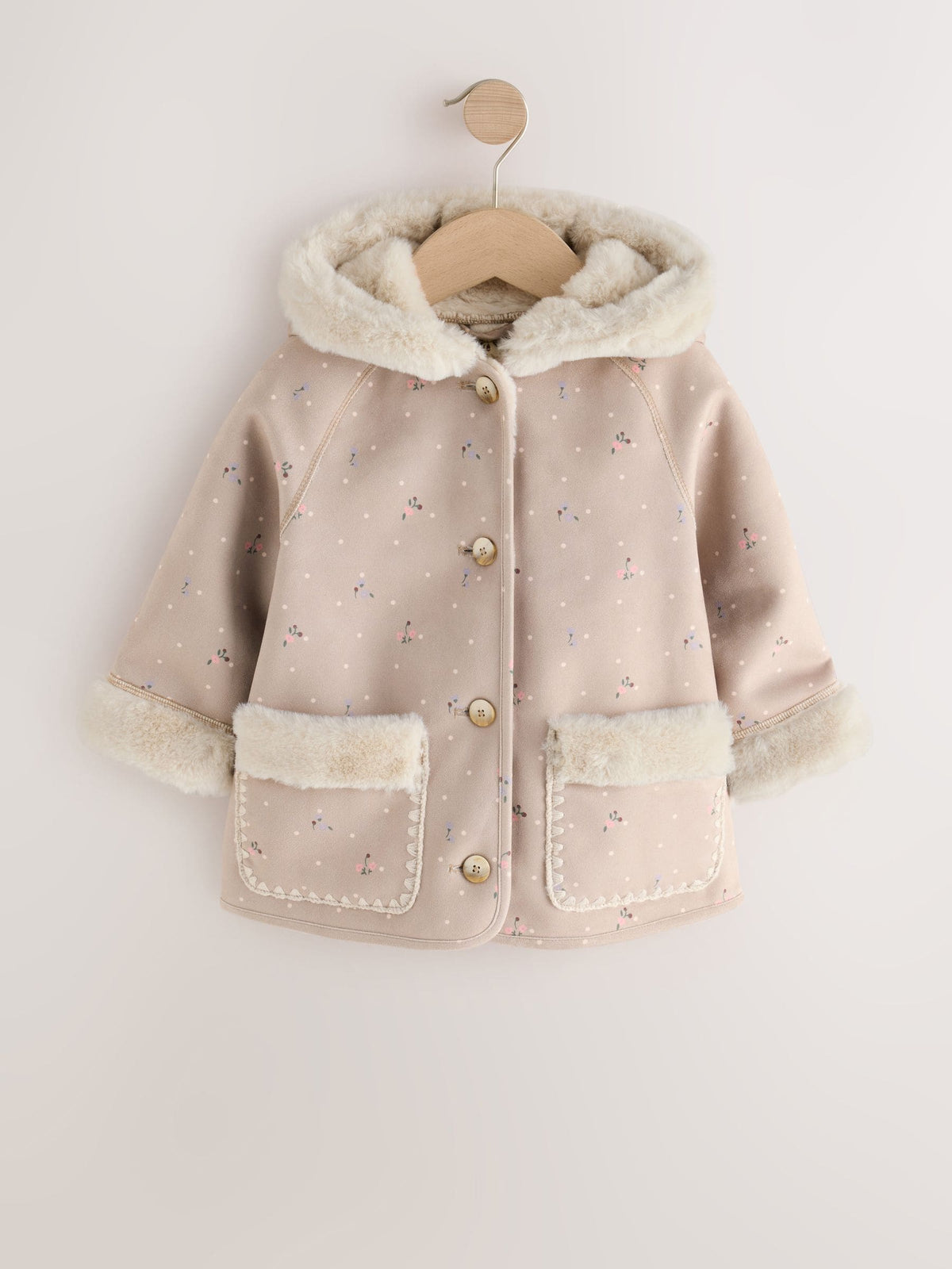 Dsiney Kidz - Neutral Faux Shearling Coat (12mths-7yrs) image 7