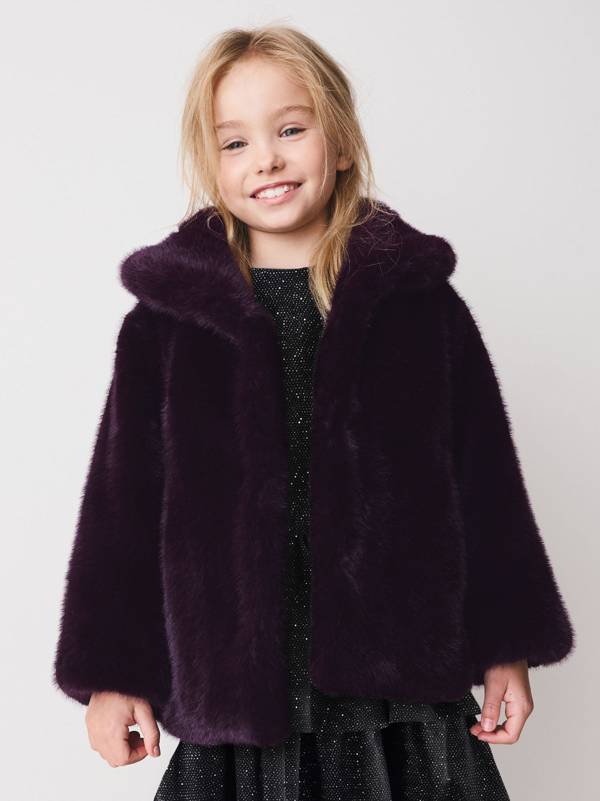 Dark Purple Faux Fur Coat (3-16yrs) - image 1