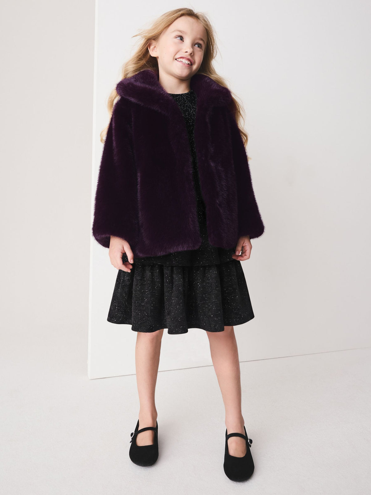 Dark Purple Faux Fur Coat (3-16yrs) - image 2