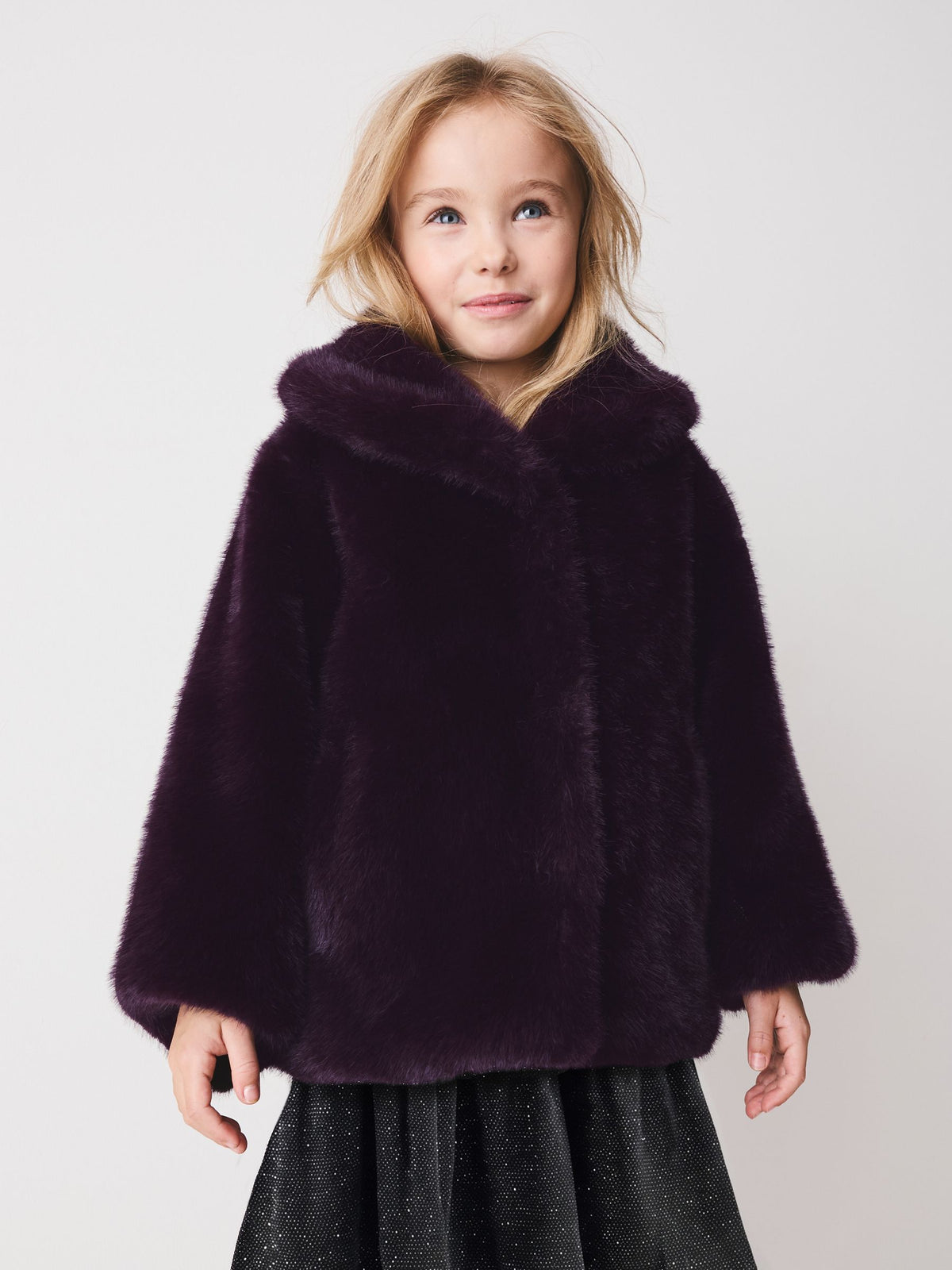 Dark Purple Faux Fur Coat (3-16yrs) - image 3