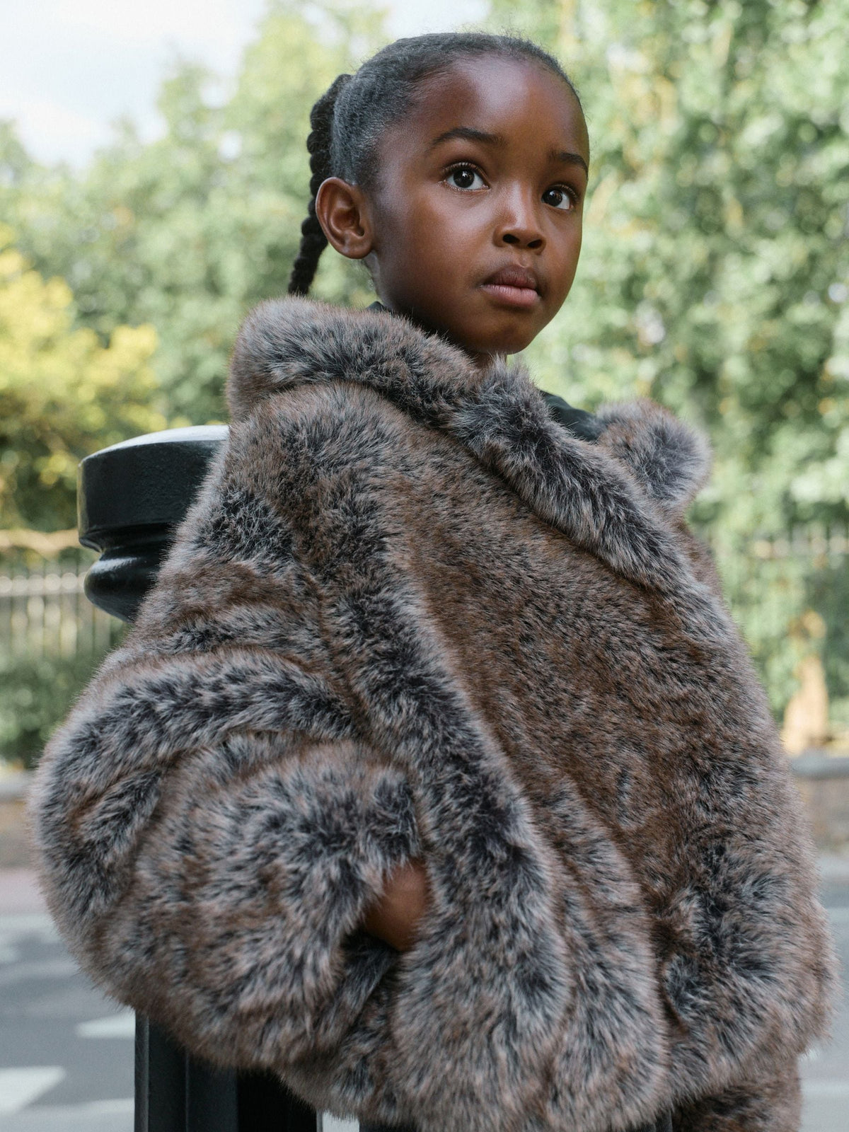 Warm Brown Faux Fur Coat With Hood (3-16yrs) - image 2