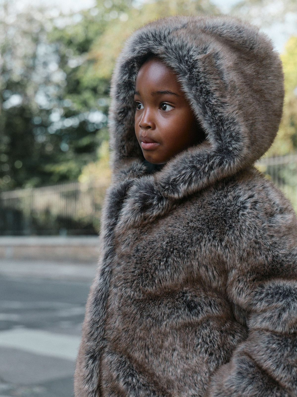Warm Brown Faux Fur Coat With Hood (3-16yrs) - image 4
