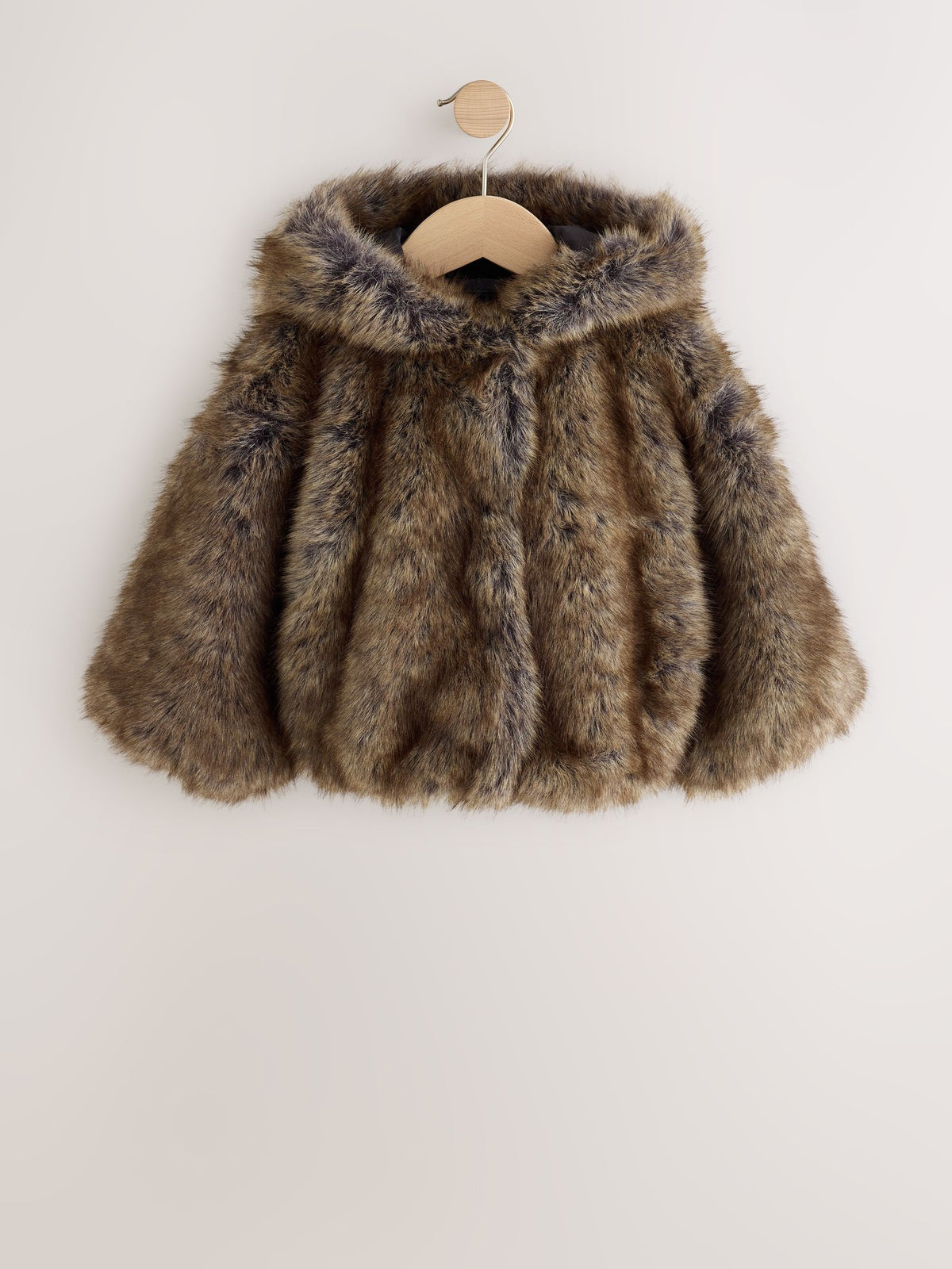 Warm Brown Faux Fur Coat With Hood (3-16yrs) - image 5