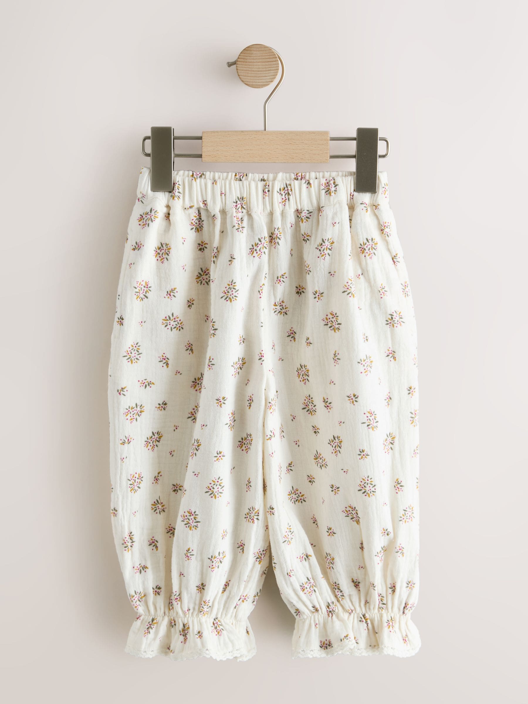 Cream/Pink Floral Ditsy Bloomer Pullon Trousers (3mths-7yrs) image 5