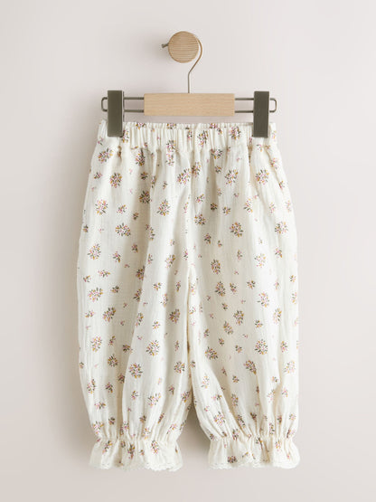 Cream/Pink Floral Ditsy Bloomer Pullon Trousers (3mths-7yrs) image 5