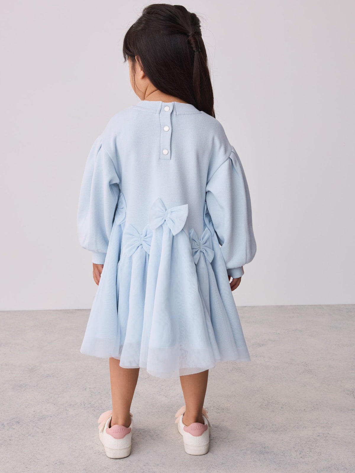 Baker by Ted Baker Blue Bow Mesh Godet Sweat Dress - image 3