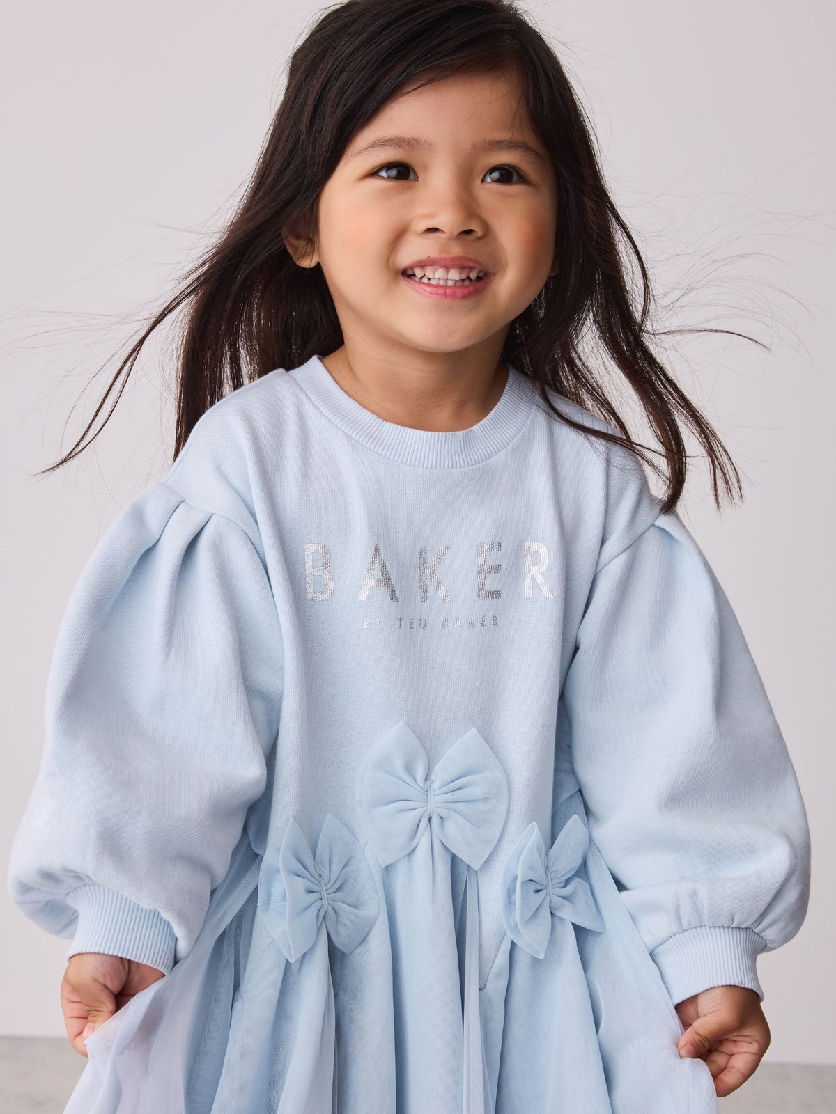 Baker by Ted Baker Blue Bow Mesh Godet Sweat Dress - image 5