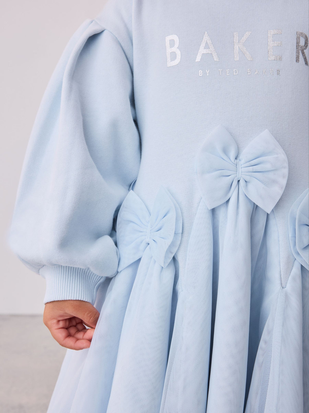 Baker by Ted Baker Blue Bow Mesh Godet Sweat Dress - image 7