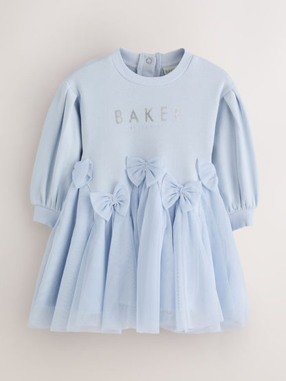 Baker by Ted Baker Blue Bow Mesh Godet Sweat Dress - image 9