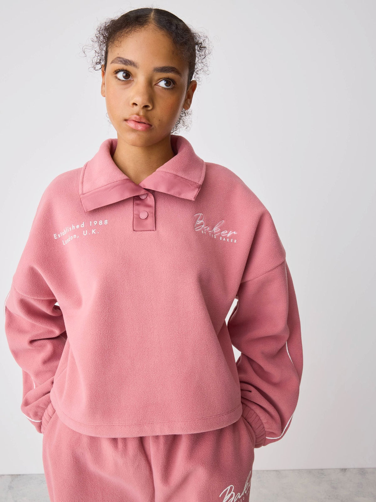 Baker by Ted Baker Pink Micro Fleece Funnel Neck Top & Jogger set - image 3