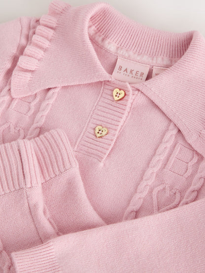 Baker by Ted Baker Pink 2 Piece Knitted Collar Top & Skirt Set - image 12