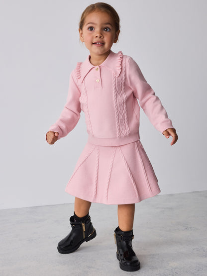 Baker by Ted Baker Pink 2 Piece Knitted Collar Top & Skirt Set - image 2