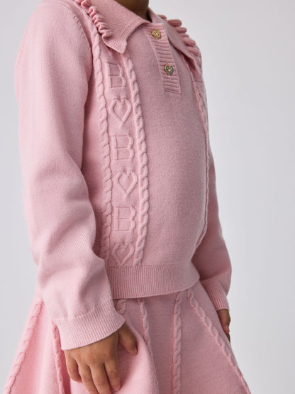 Baker by Ted Baker Pink 2 Piece Knitted Collar Top & Skirt Set - image 4