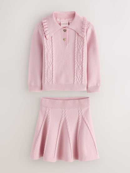 Baker by Ted Baker Pink 2 Piece Knitted Collar Top & Skirt Set - image 8