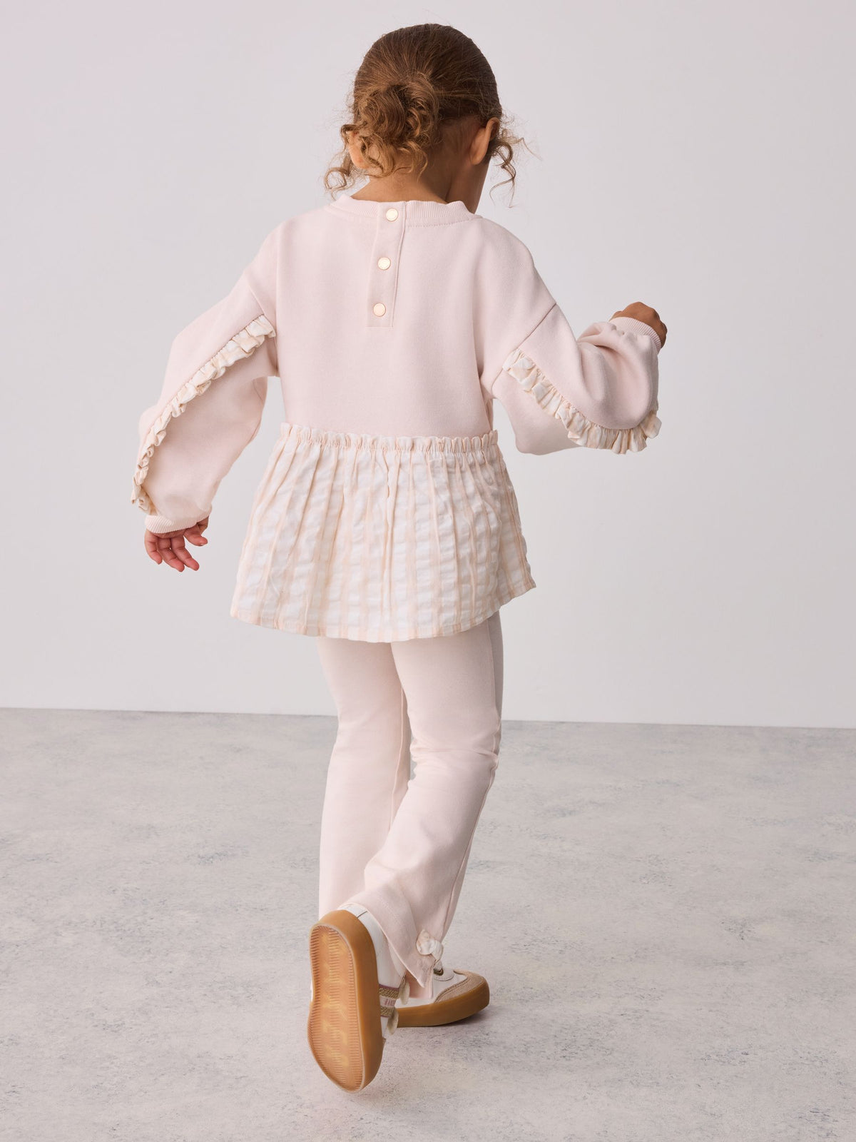 Baker by Ted Baker Pink/Cream 2 Piece Gingham Bow Sweat Top & Flare Leggings Set - image 2