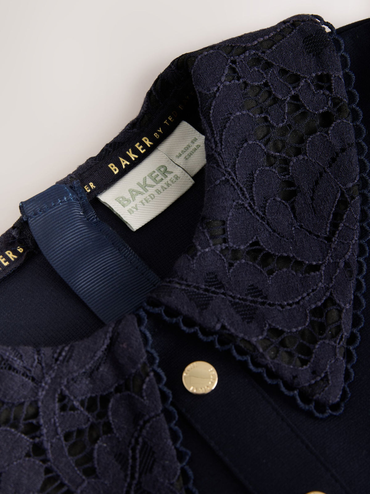 Dsiney Kidz - Baker by Ted Baker Navy Lace Collar Pleated Ponte Dress image 10