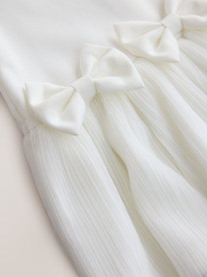 Baker by Ted Baker Cream Crinkle Mesh Hem Bow Ponte Dress - image 3