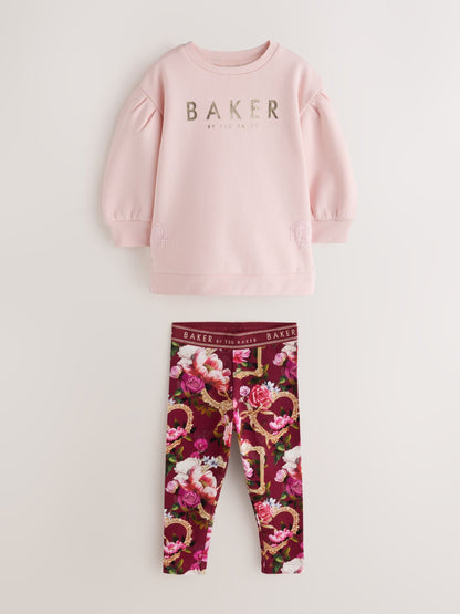 Baker by Ted Baker Burgundy Red Longline Lace Bow Sweat & Legging Set 2 Piece - image 1