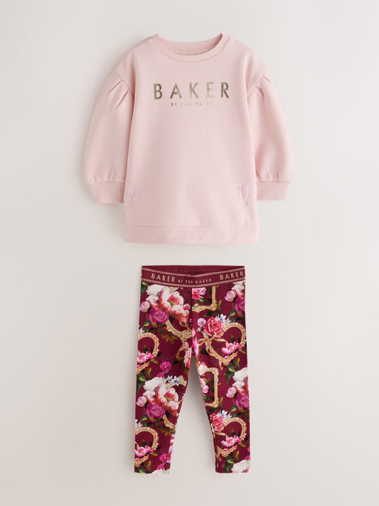 Baker by Ted Baker Burgundy Red Longline Lace Bow Sweat & Legging Set 2 Piece - image 1
