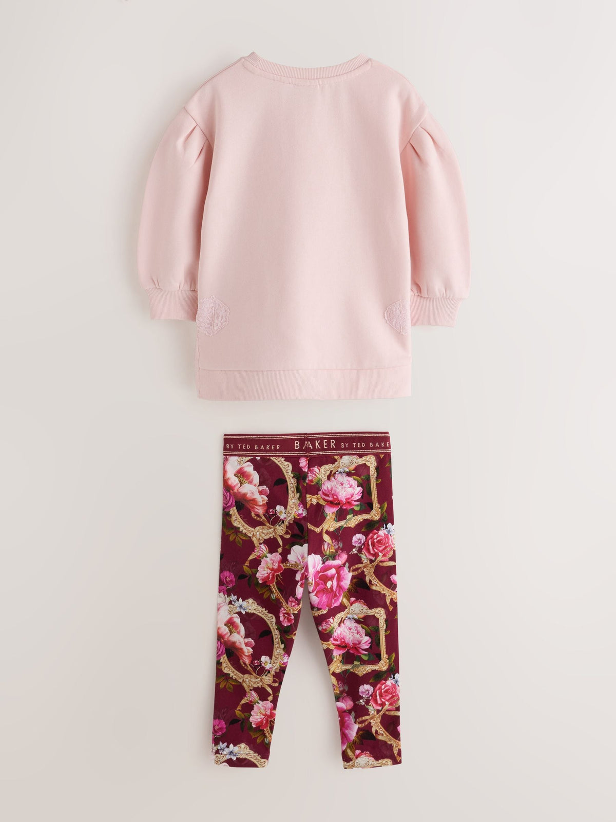 Baker by Ted Baker Burgundy Red Longline Lace Bow Sweat & Legging Set 2 Piece - image 2