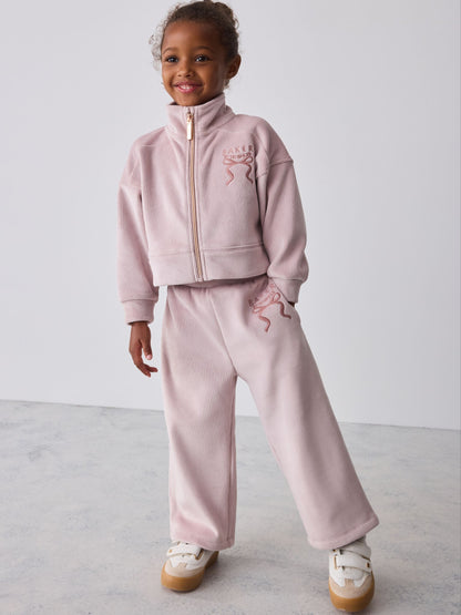 Baker by Ted Baker Lilac Purple Velour Rib Funnel Zip Through & Joggers Set 2 Piece - image 1