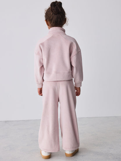 Baker by Ted Baker Lilac Purple Velour Rib Funnel Zip Through & Joggers Set 2 Piece - image 2