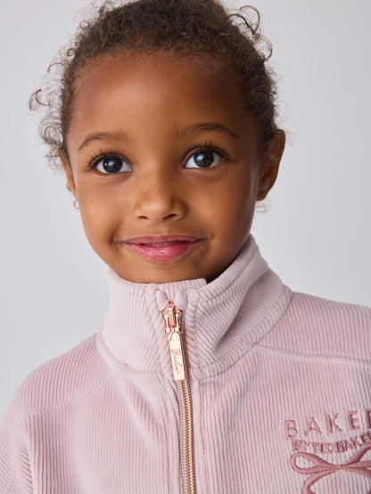 Baker by Ted Baker Lilac Purple Velour Rib Funnel Zip Through & Joggers Set 2 Piece - image 4