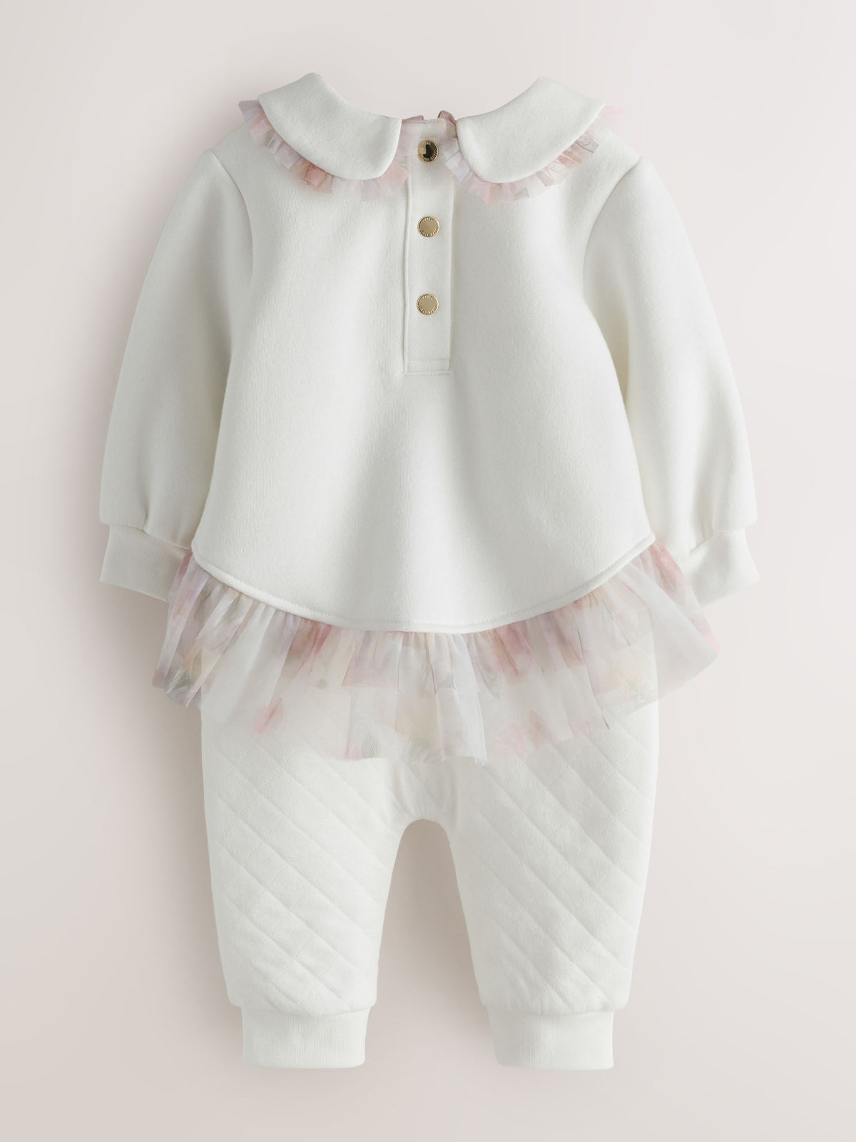 Baker by Ted Baker White Quilted Peplum Mesh Romper - image 2