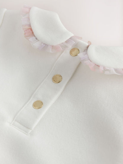 Baker by Ted Baker White Quilted Peplum Mesh Romper - image 6