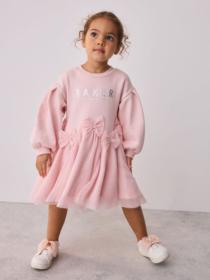 Baker by Ted Baker Pink Bow Mesh Godet Sweat Dress - image 3
