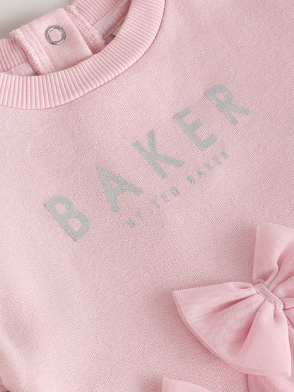 Baker by Ted Baker Pink Bow Mesh Godet Sweat Dress - image 9