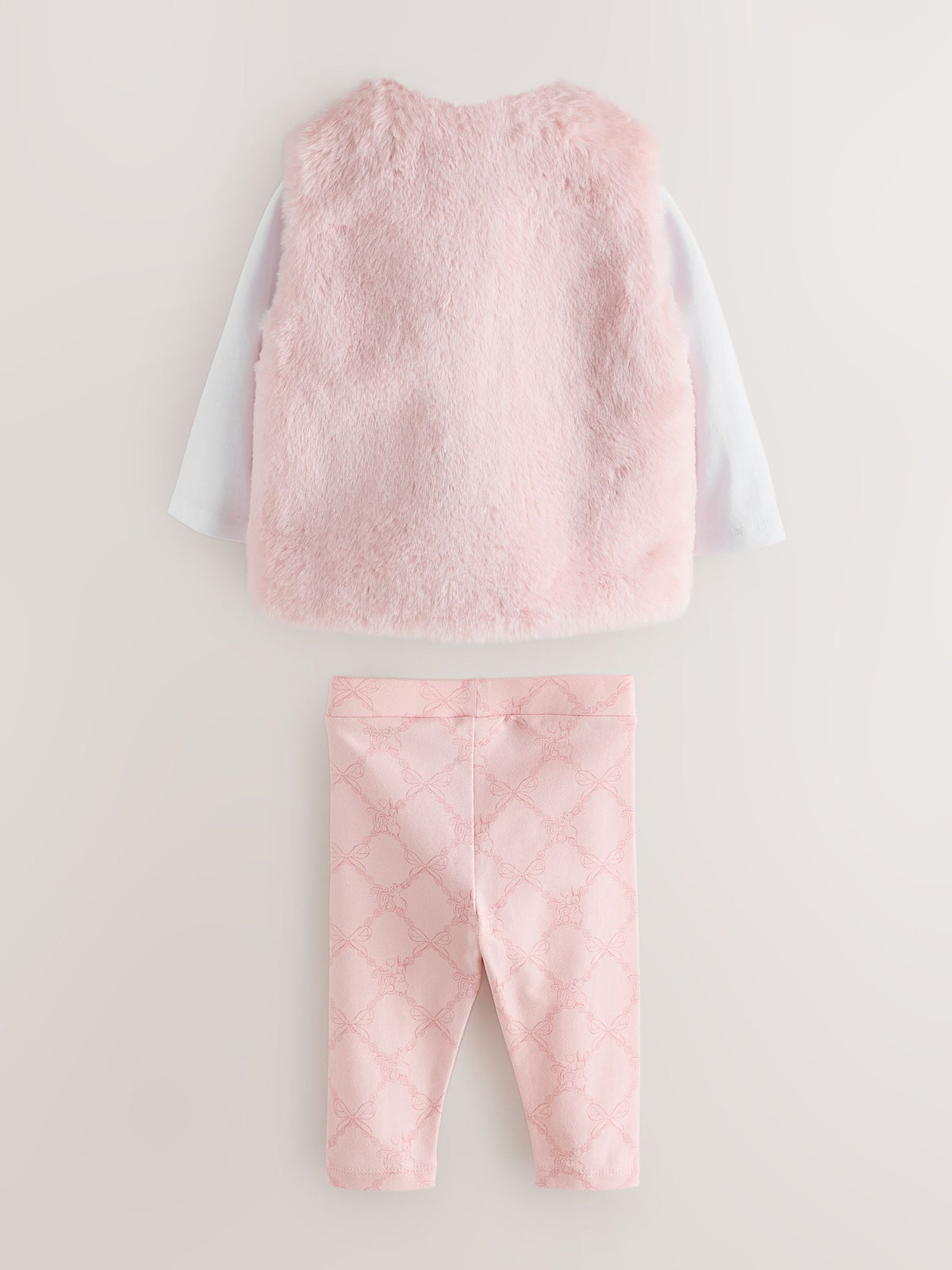 Baker by Ted Baker Pink 3 Piece Fur Gilet T-Shirt & Printed Leggings Set - image 2