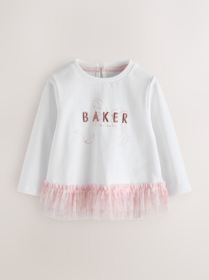 Baker by Ted Baker Pink 3 Piece Fur Gilet T-Shirt & Printed Leggings Set - image 3