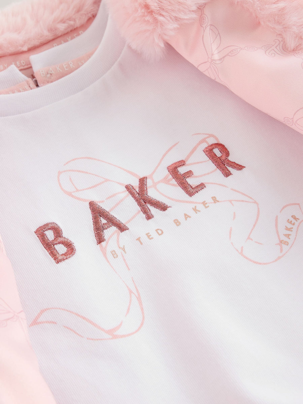 Baker by Ted Baker Pink 3 Piece Fur Gilet T-Shirt & Printed Leggings Set - image 4