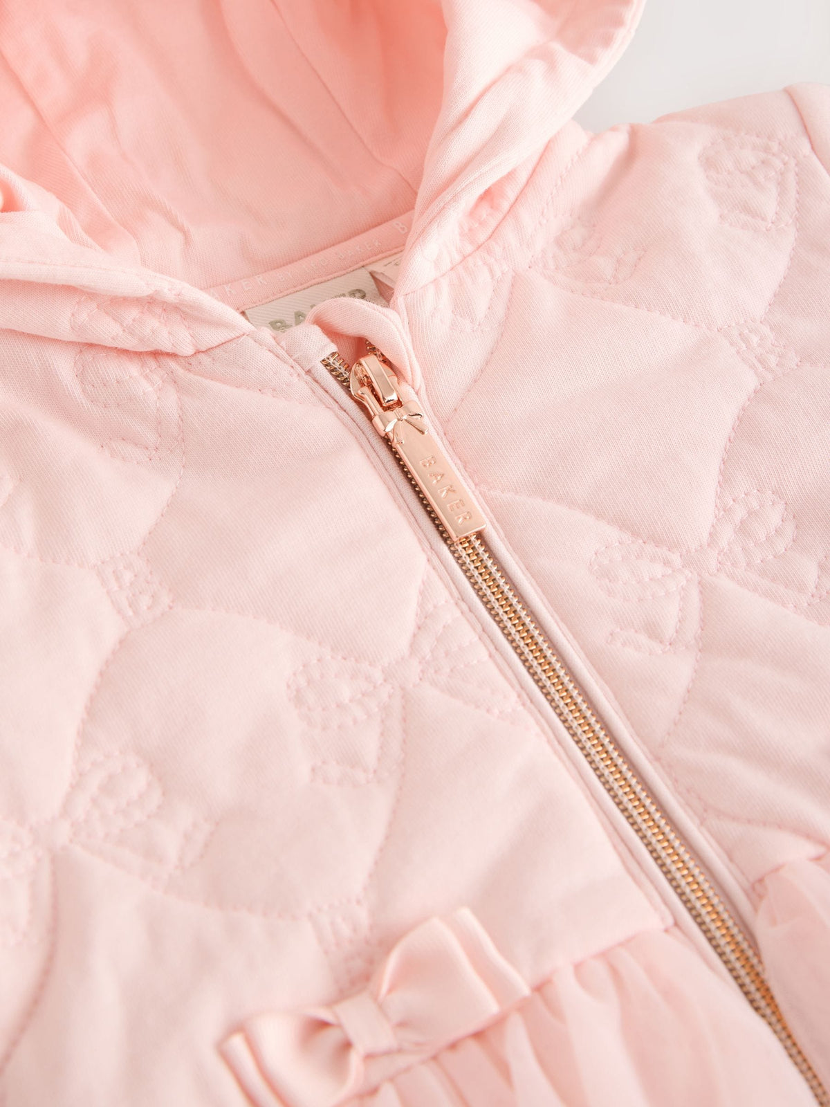 Dsiney Kidz - Baker by Ted Baker Blush Pink B Jacquard Quilted Mesh Peplum Pramsuit image 4