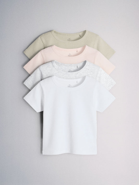 Dsiney Kidz - The Set 4 Pack Cropped Jersey Rib Short Sleeve T-Shirt Pink/Grey/Green/White image 1